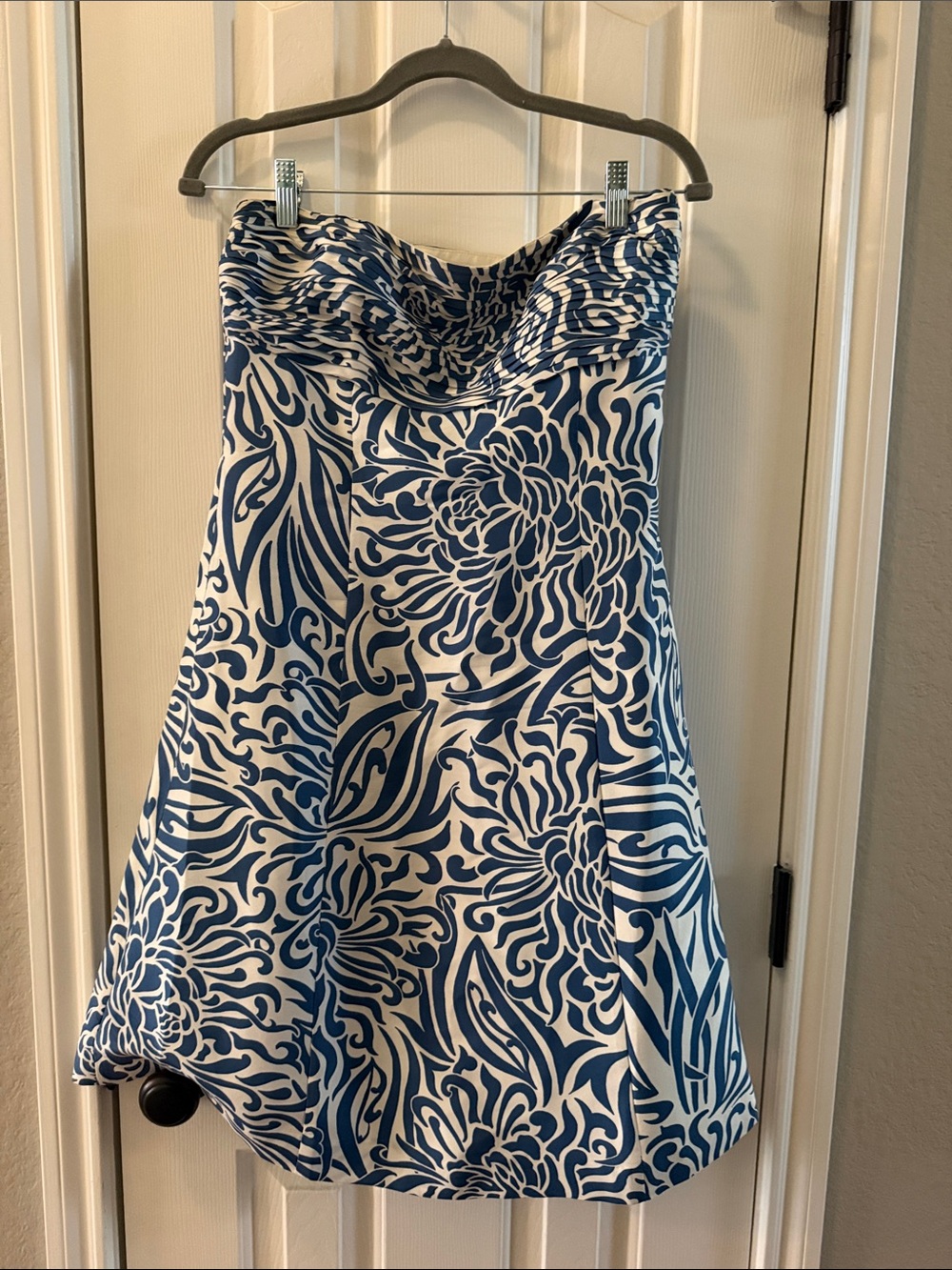 Ann Taylor Cream Satin Dress with Gray Label